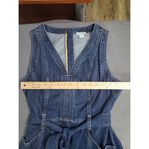 Sundance Living Women's SZ 6 Sleeveless Poppy Denim Midi Dress Belted Cotton - Picture 5 of 7